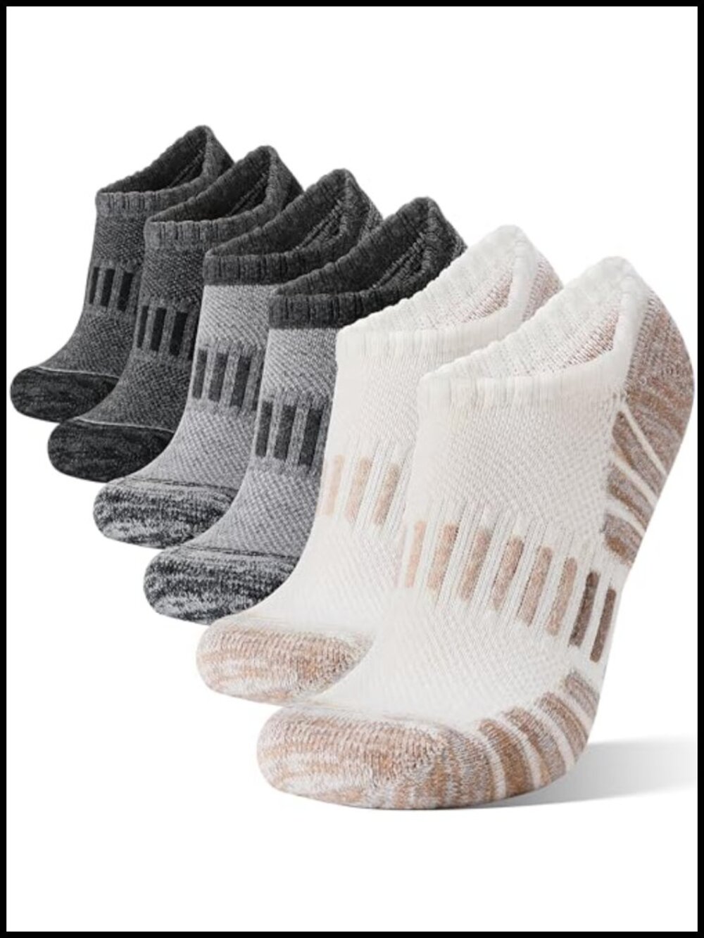 Merino Wool Ankle Athletic Running No Show Socks Cushioned Breathable 6 Pairs